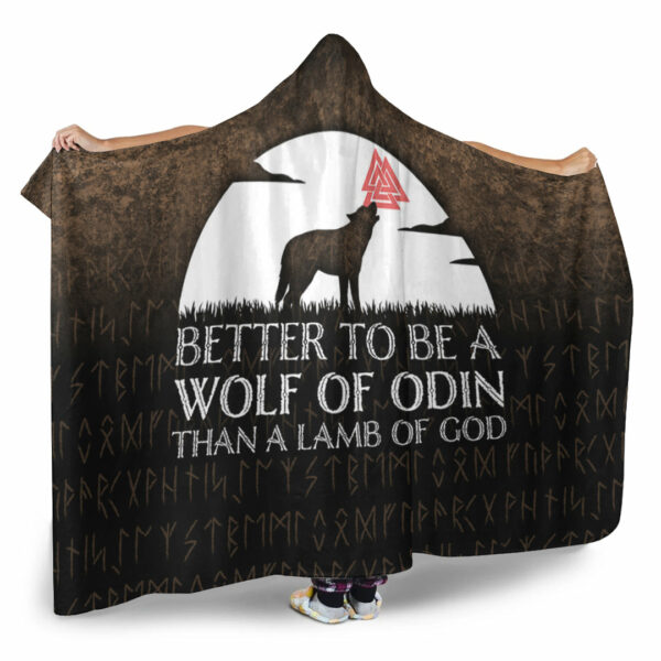 Better To Be Wolf Of Odin Than Lamb Of God Viking Hooded Blanket - Image 2