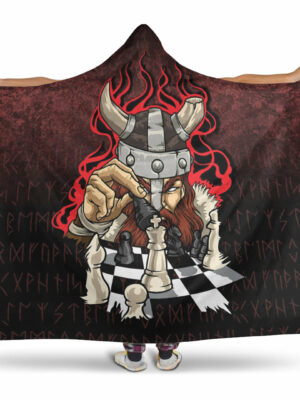 Brave Viking With Chessboard Chess Hooded Blanket