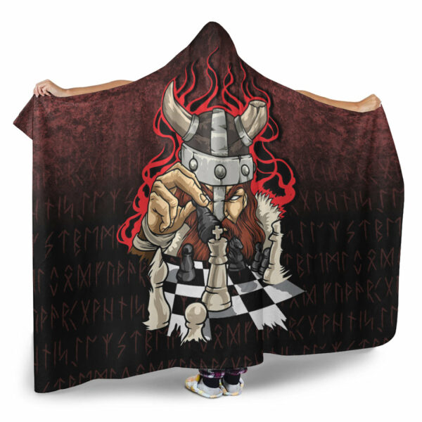 Brave Viking With Chessboard Chess Hooded Blanket - Image 2