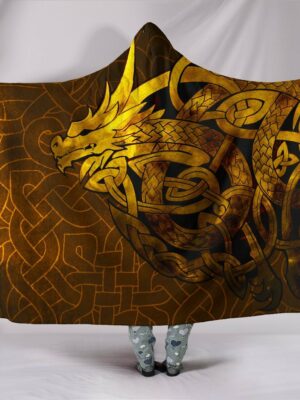 Celtic Dragon Tattoo Viking Hooded Blanket
