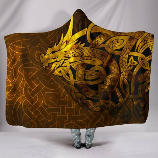 Celtic Dragon Tattoo Viking Hooded Blanket