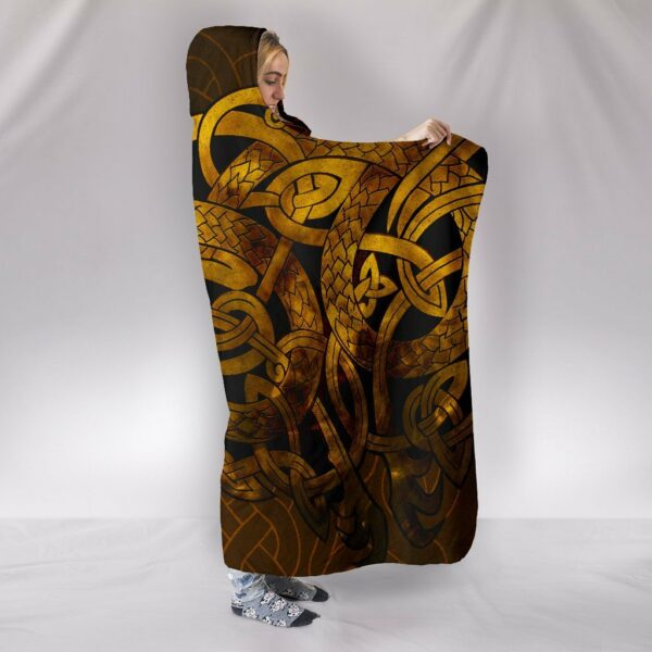 Celtic Dragon Tattoo Viking Hooded Blanket - Image 2