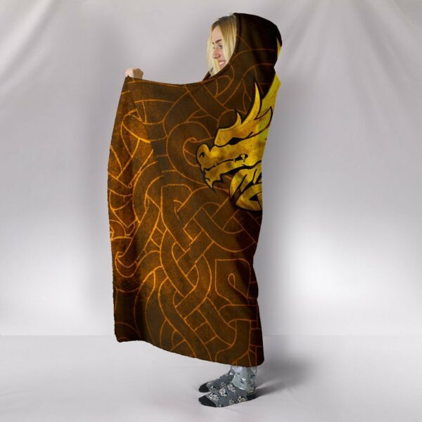 Celtic Dragon Tattoo Viking Hooded Blanket - Image 3