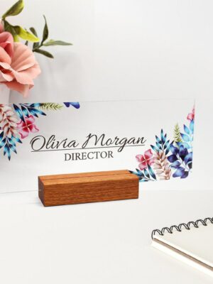Customization Floral Acrylic Name Plate On Desk Office Name Plates For Secretary Nurses Teacher Friend Women Boss