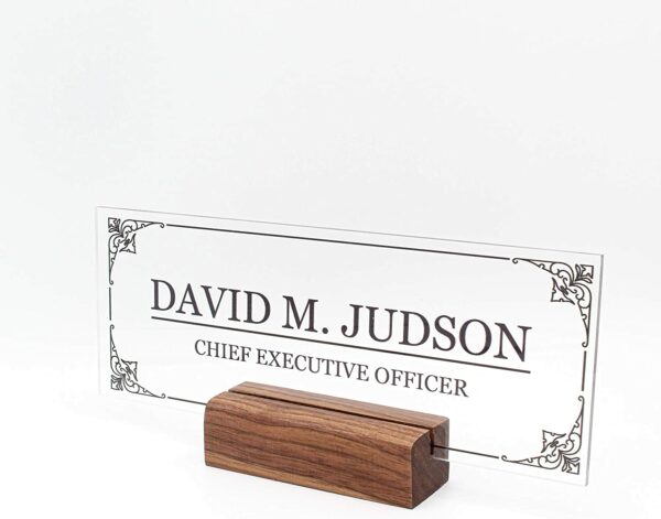 Customize Nameplate - Printed on Clear Solid Block of Acrylic Glass Desk Accessories - Personalized Office Gifts Décor For Men Boss Co-Working (8"x3") - Image 4