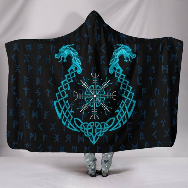 Egishjalmur Helm Ofwe Blue Edition Collection Viking Hooded Blanket
