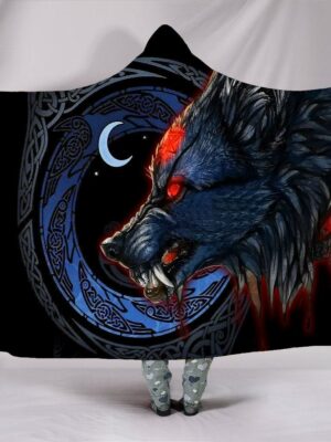 Fenrir Vikings Wolf 3D Hooded Blanket