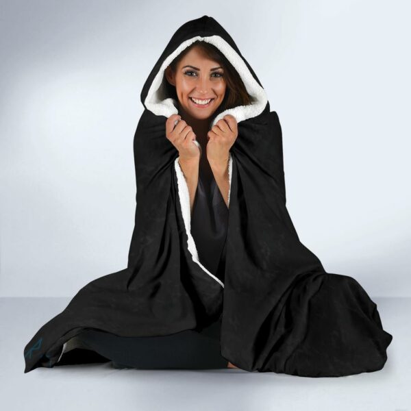 Fenrir Wolf Cyan Viking Style Economy Hooded Blanket - Image 3