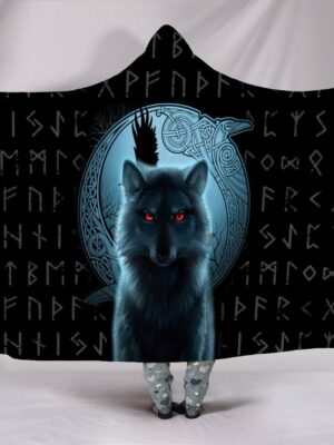 Fenrir Wolf Viking Hooded Blanket