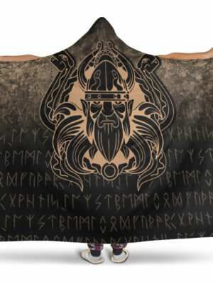 Nordic Warrior Valhalla Norse Gold Version Hooded Blanket