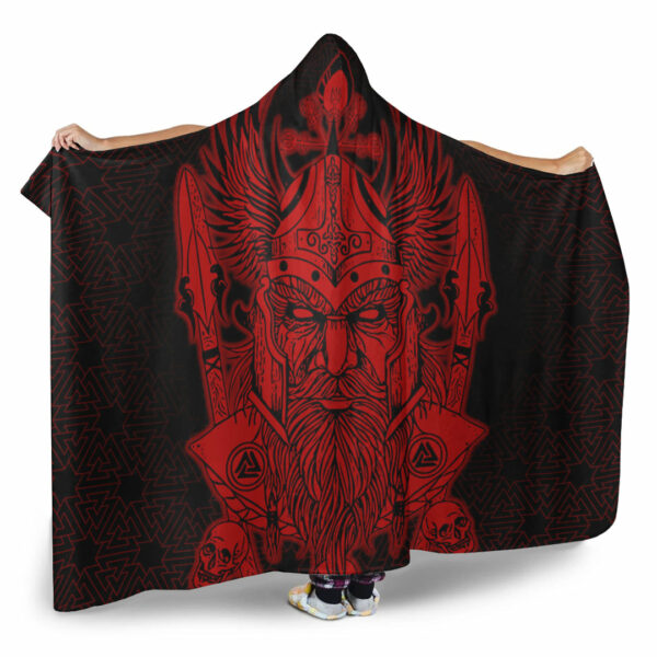 Odin And Raven Red Viking Homeset Hooded Blanket - Image 2