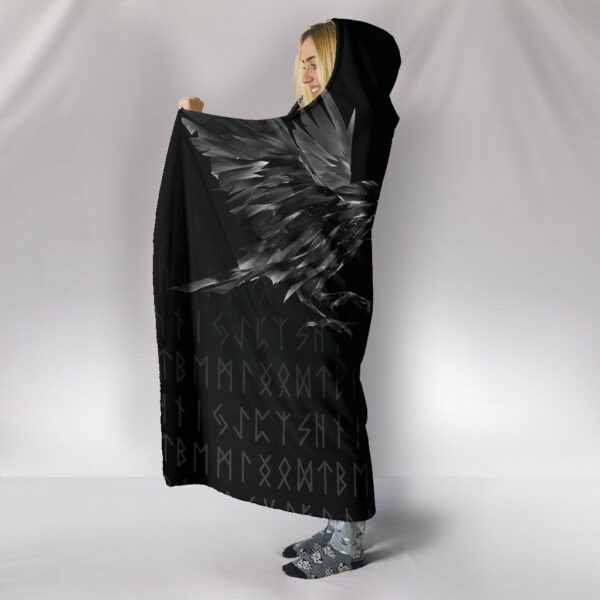 Odin Huginn and Muninn Rune Viking Hooded Blanket - Image 3