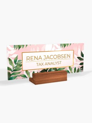 Personalized Acrylic Desk Name Plate Stylish Tropical Watercolor Floral Gifts For Women Boss Co-Worker Friends