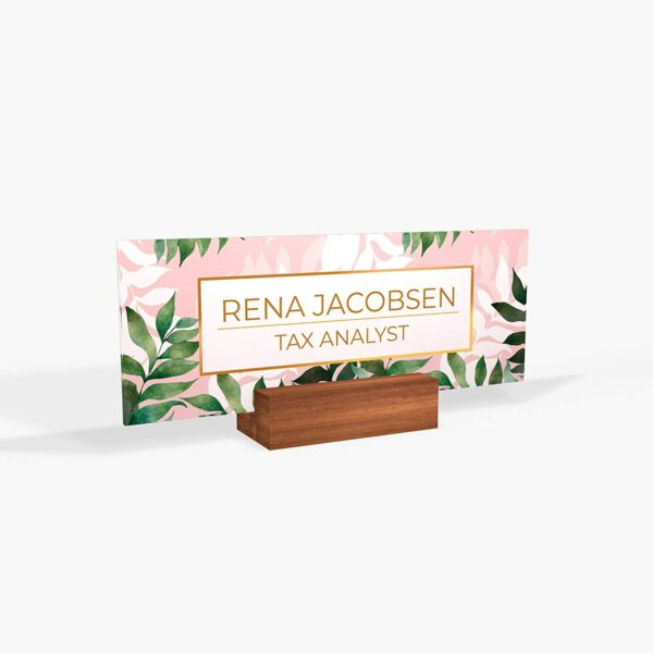 Personalized Acrylic Desk Name Plate Stylish Tropical Watercolor Floral Gifts For Women Boss Co-Worker Friends