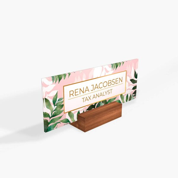 Personalized Acrylic Desk Name Plate Stylish Tropical Watercolor Floral Gifts For Women Boss Co-Worker Friends - Image 2