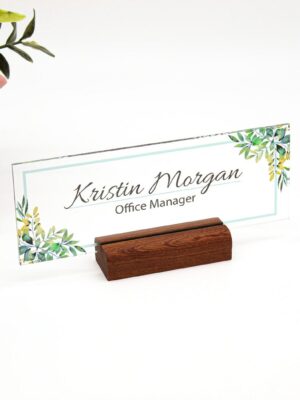 Personalized Acrylic Floral Desk Name Plate For Desk Best Gifts Idea For Boss, Daughter Coworker Teacher And Friends