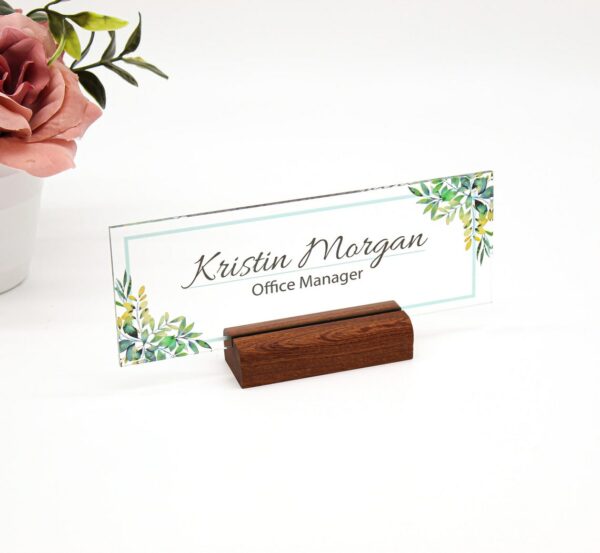 Personalized Acrylic Floral Desk Name Plate For Desk Best Gifts Idea For Boss, Daughter Coworker Teacher And Friends
