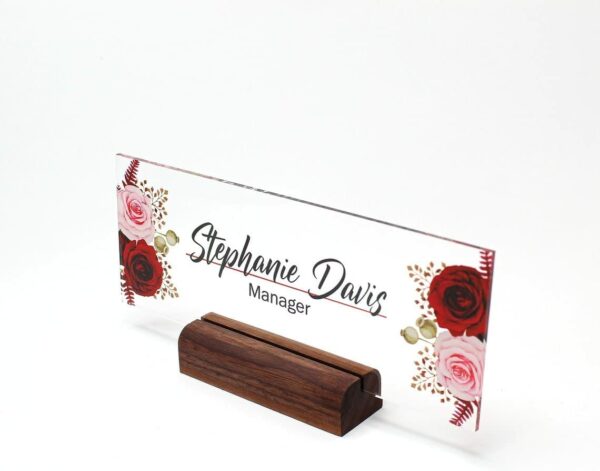 Personalized Acrylic Name Plate For Desk With Rose - Image 2