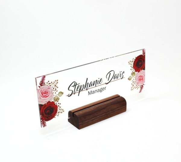 Personalized Acrylic Name Plate For Desk With Rose - Image 4