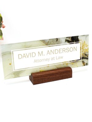 Personalized Desk Name Plate Custom Office Decor Nameplate Gold Marble Sign Gift Women Boss Colleagues