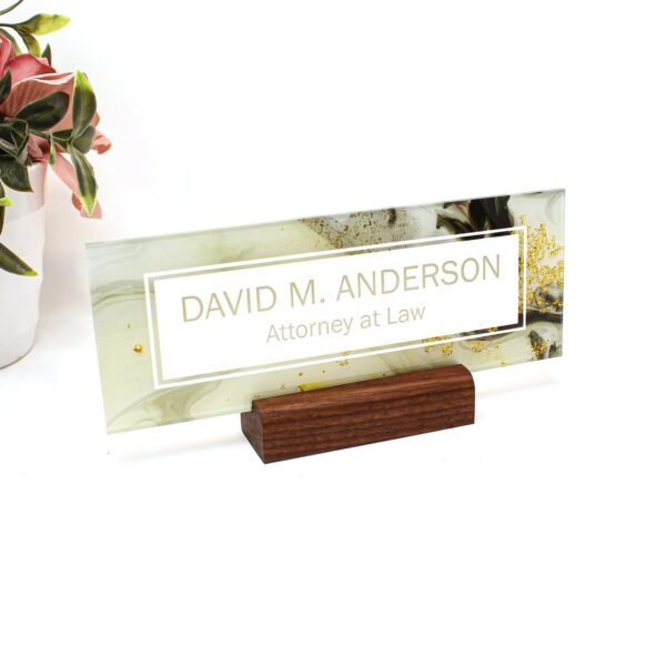 Personalized Desk Name Plate Custom Office Decor Nameplate Gold Marble Sign Gift Women Boss Colleagues