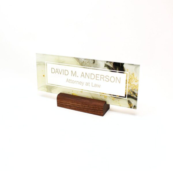 Personalized Desk Name Plate Custom Office Decor Nameplate Gold Marble Sign Gift Women Boss Colleagues - Image 2