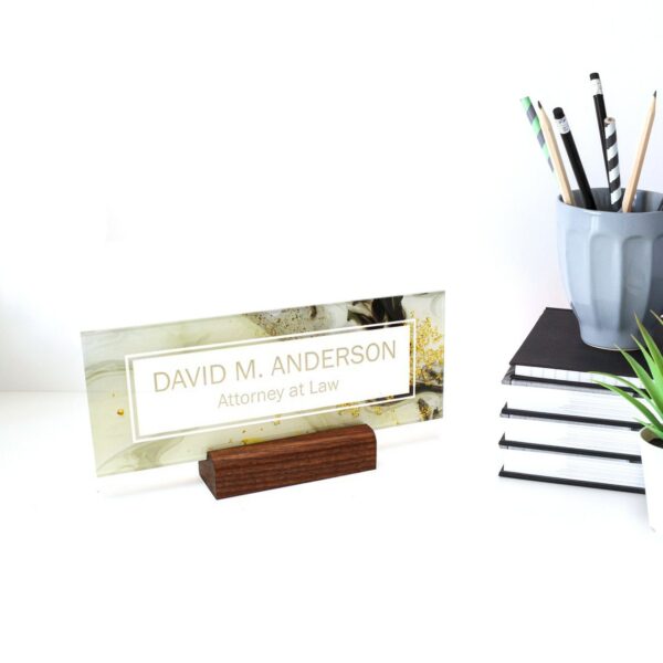 Personalized Desk Name Plate Custom Office Decor Nameplate Gold Marble Sign Gift Women Boss Colleagues - Image 3