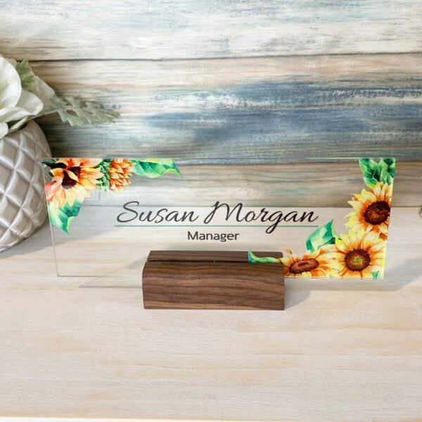 Personalized Sunflower Acrylic Desk Name Plate Gifts Idea For Tearcher, Boss, Coworkers And Friends - Image 2