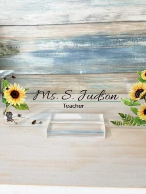 Personalized Sunflower Name Plate For Desk Modern Office Sign Business Decor Executive Gifts For Boss Coworkers Tearcher And Friends