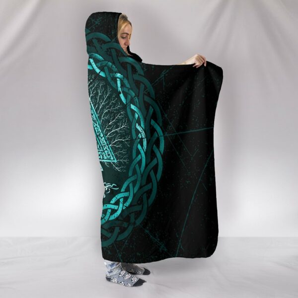 Personalized Viking Celtic and Valknut and Tree of Life Yggrdrasil Hooded Blanket - Image 2