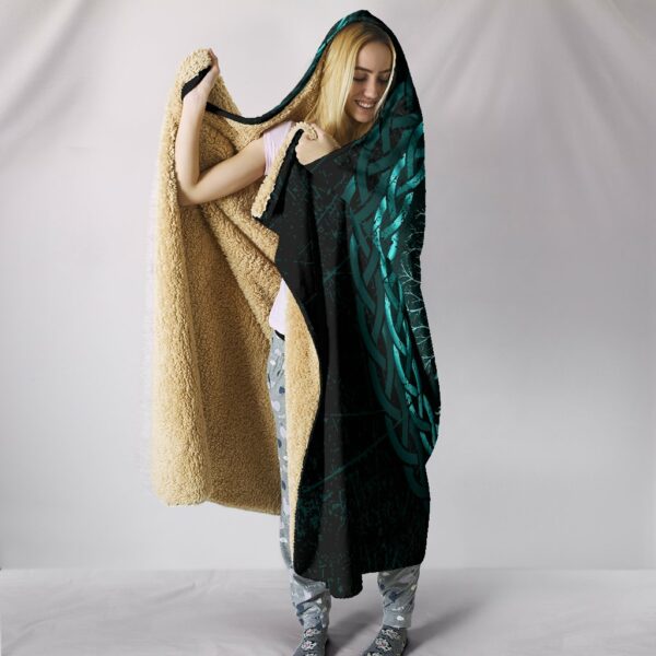 Personalized Viking Celtic and Valknut and Tree of Life Yggrdrasil Hooded Blanket - Image 3