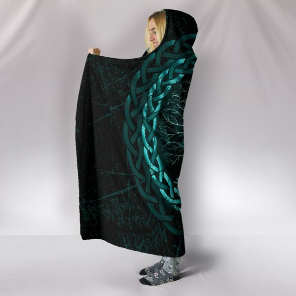 Personalized Viking Celtic and Valknut and Tree of Life Yggrdrasil Hooded Blanket - Image 4