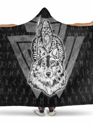 Personalized Viking Hooded Blanket Gifts Fleece Sherpa Blanket