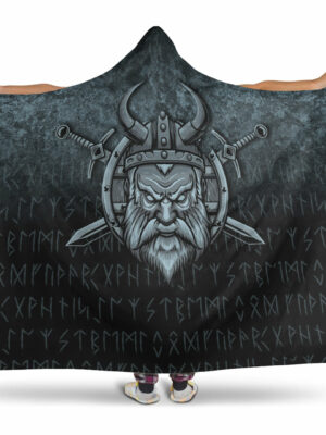 Personalized Viking Hooded Blanket, Victory or Valhalla Warrior Hooded Blanket