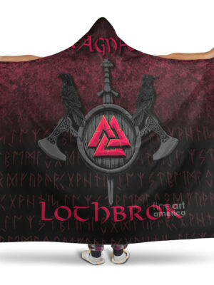 Ragnar Lodbrok Viking Warrior Red Version Hooded Blanket