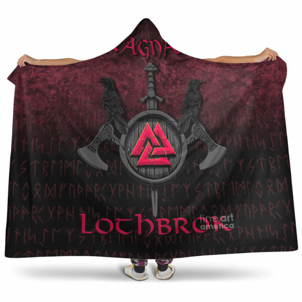 Ragnar Lodbrok Viking Warrior Red Version Hooded Blanket