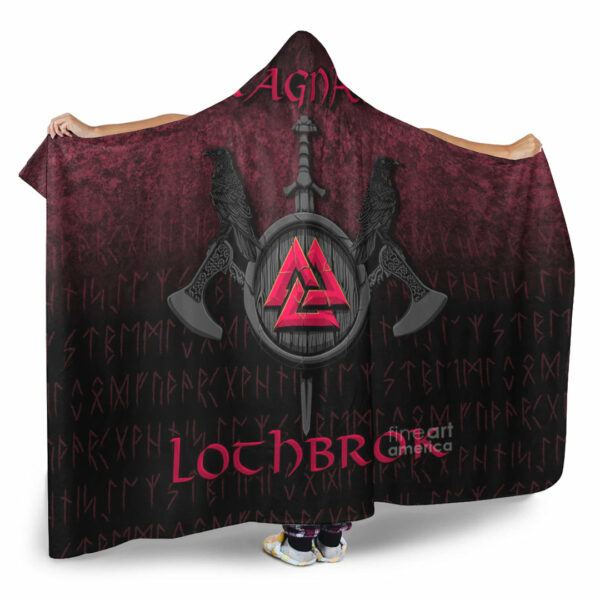 Ragnar Lodbrok Viking Warrior Red Version Hooded Blanket - Image 2