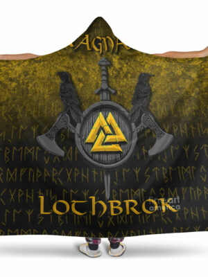 Ragnar Lothbrok Viking Warrior Gold Version Hooded Blanket