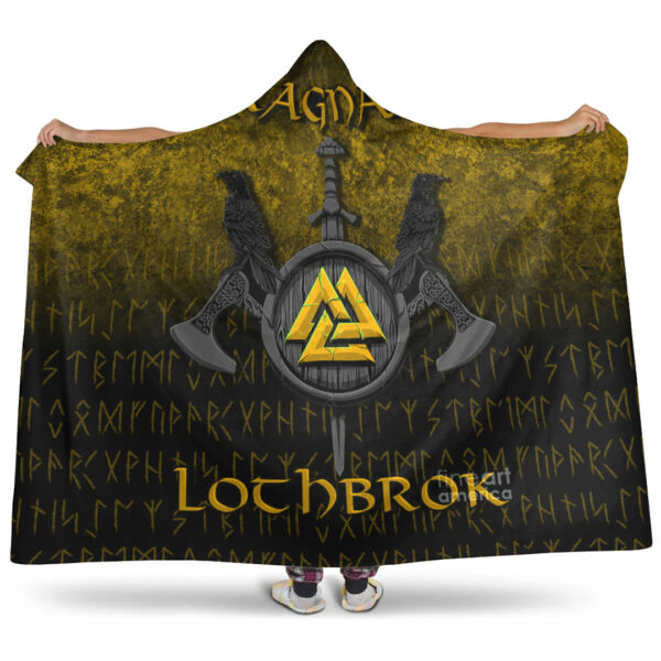 Ragnar Lothbrok Viking Warrior Gold Version Hooded Blanket