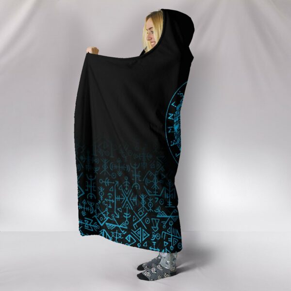 Raven Celtic Cyan Viking Style Hooded Blanket - Image 4