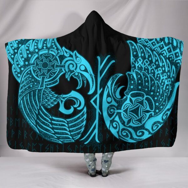 Raven Tattoo Viking Hooded Blanket