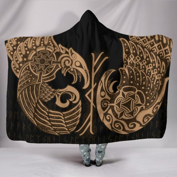 Raven Tattoo Viking Hooded Blanket