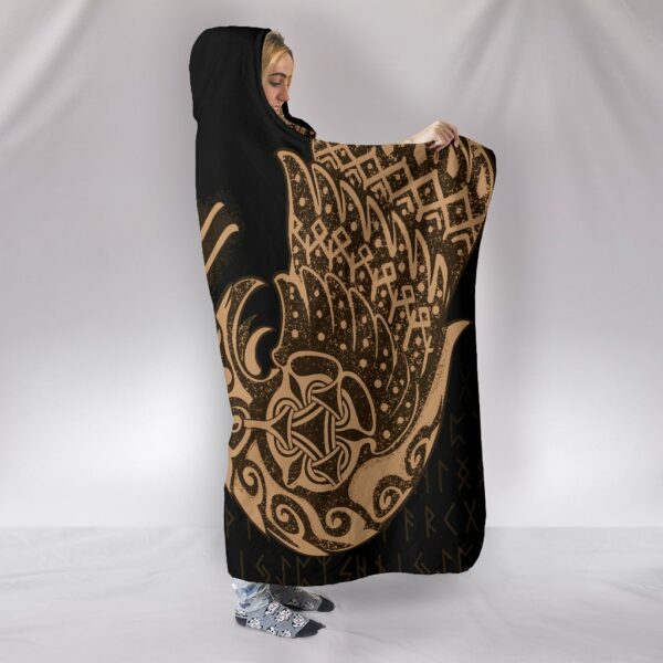Raven Tattoo Viking Hooded Blanket - Image 2