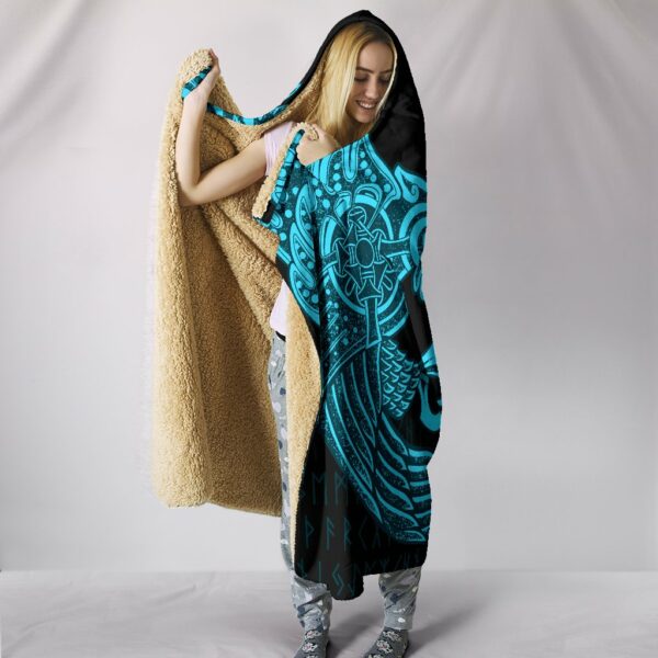 Raven Tattoo Viking Hooded Blanket - Image 3