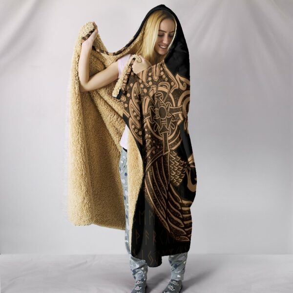 Raven Tattoo Viking Hooded Blanket - Image 3