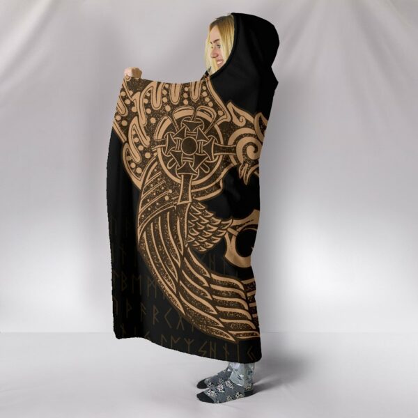 Raven Tattoo Viking Hooded Blanket - Image 4