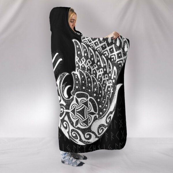 Raven Tattoo Viking Style Hooded Blanket - Image 2