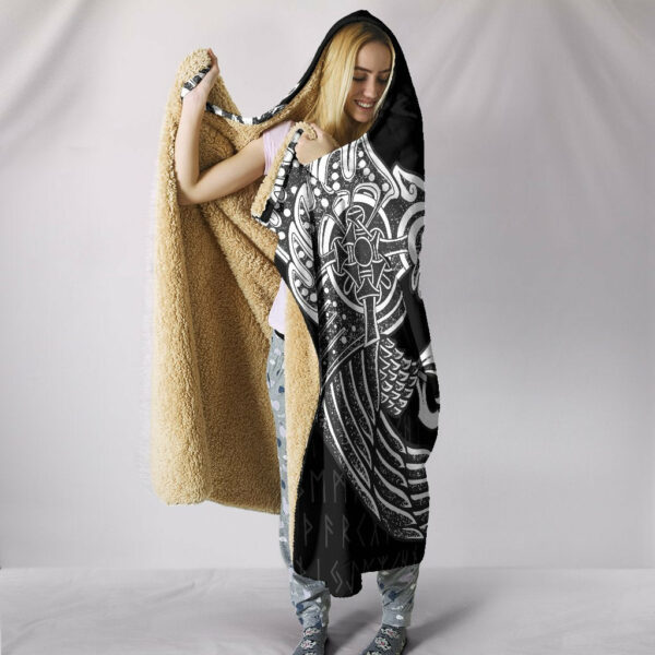 Raven Tattoo Viking Style Hooded Blanket - Image 3