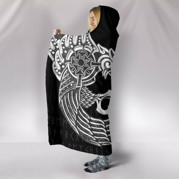 Raven Tattoo Viking Style Hooded Blanket - Image 4