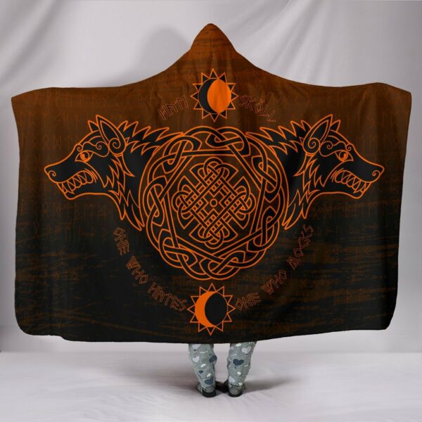 Skollnd Hati Orange Viking Hooded Blanket